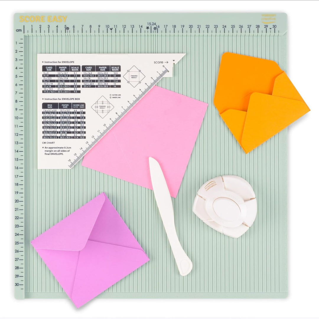 Vaessen Creative AMZBUN-0015 Bastelset-Falzbrett Score Easy 30,5 x 30,5 cm und 2-in-1 Kerbenstanzer