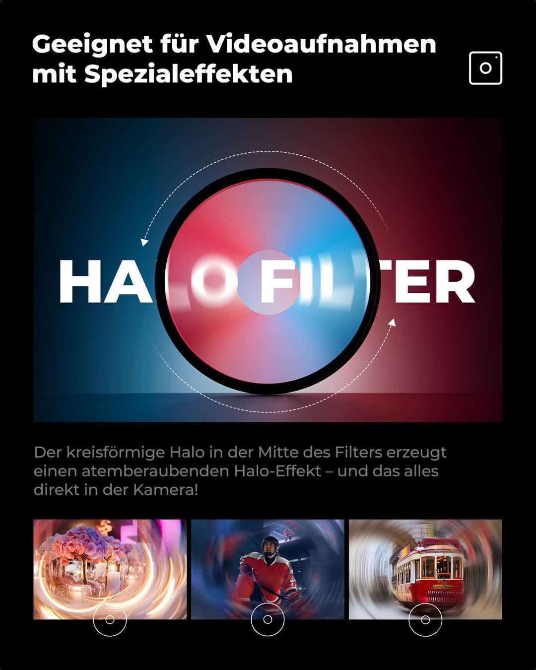 K&F CONCEPT Halo Effektfilter 77mm Wirbelverzerrungen und Tunnelblick Spezialeffektfilter (Nano-Basi