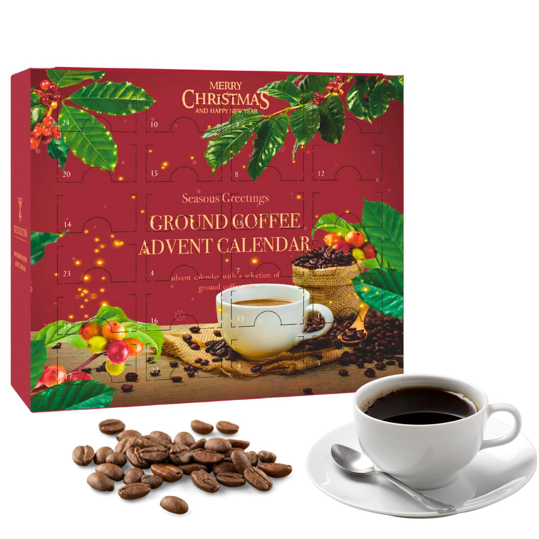 Kaffee-Adventskalender 2025-24 Premium Gourmet-Kaffee Gemahlene Bohnen Verschiedenen Geschmacksricht