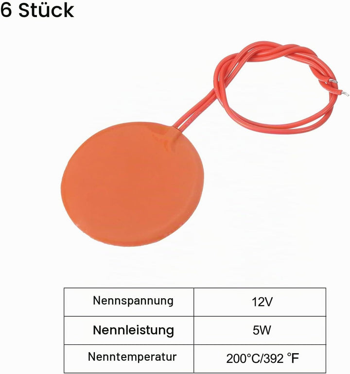 sourcing map Silikon-Heizmatte, 12V 5W Heizfolie Flexible Heizplatte 50mm Heizmatte für konstante Te