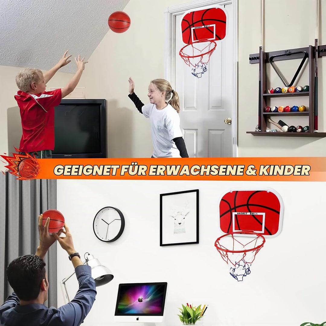 Mini Basketballkorb füR Zimmer und Outdoor, inklusive Ballpumpe und 2 Mini Basketballs, einfache Mon