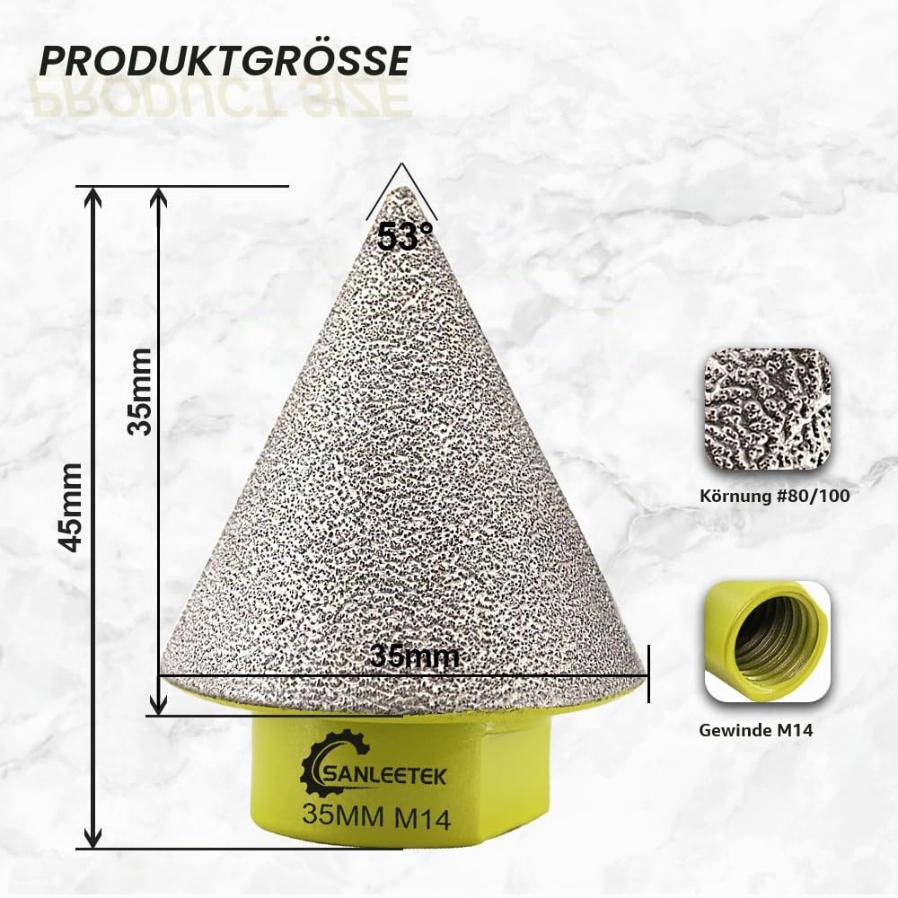 Diamant Fasenbohrer 35mm Fliesenfräser SANLEETEK - Anfasen, Formen, Vergrössern und Schleifen von Lö