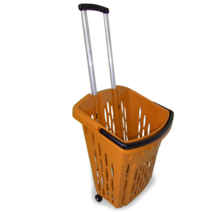 Einkaufstrolley 3er Pack Einkaufswagen Shopper 40 Liter Einkaufskorb mit Rollen (orange)
