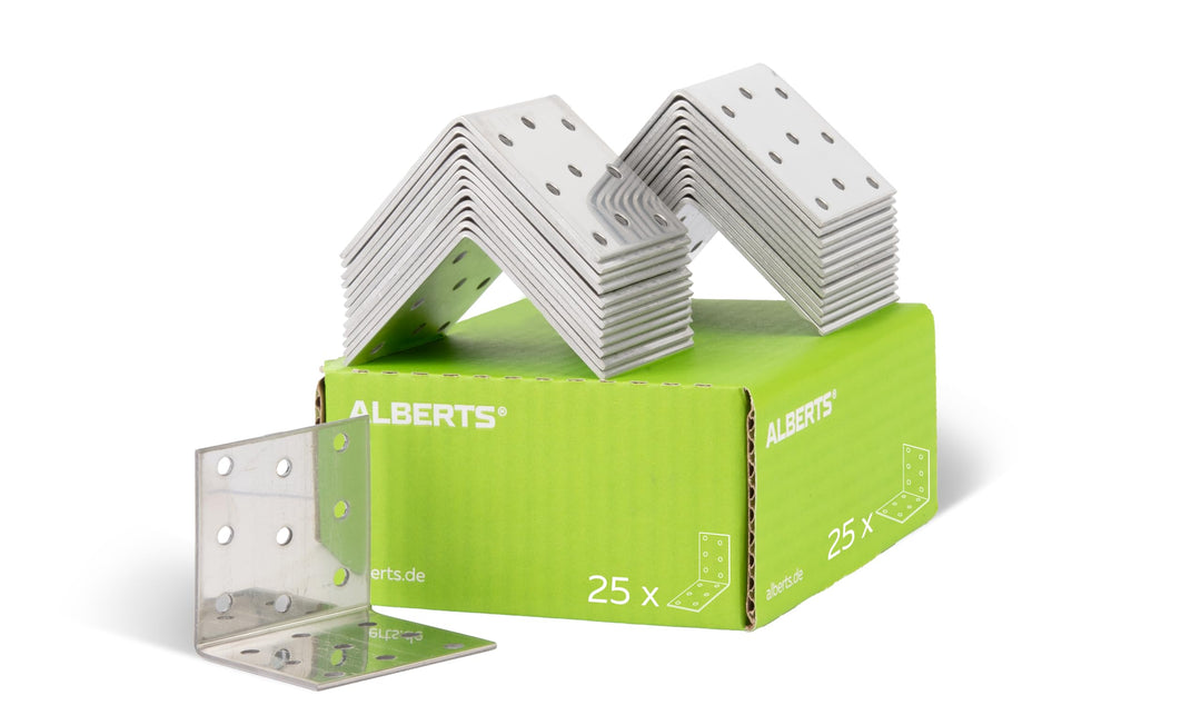 Alberts 848248 Lochplattenwinkel | Edelstahl | 60 x 60 x 60 mm | 25er Set 60 x 60 x 60 mm / 25 Stk.,