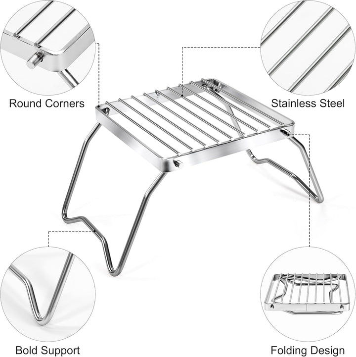 Klappbarer Campinggrill Tragbar Edelstahl Grillgitter Outdoor Grillrost mit Tragetasche Lagerfeuer-G