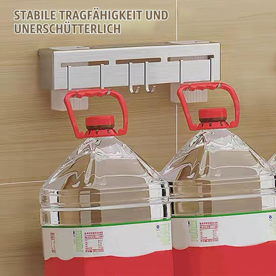 Hakenleiste Küche, Aufhängung Küchenutensilien mit 6 Haken, Hakenleiste Küche ohne bohren Messer Org