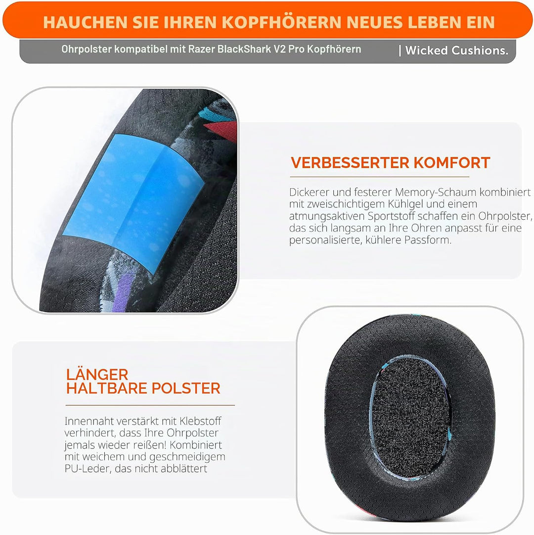 WC Freeze Blackshark – Kühlende Gel-Ohrpolster für 2020–2022 Razer Blackshark V2 und V2 Pro (passt N