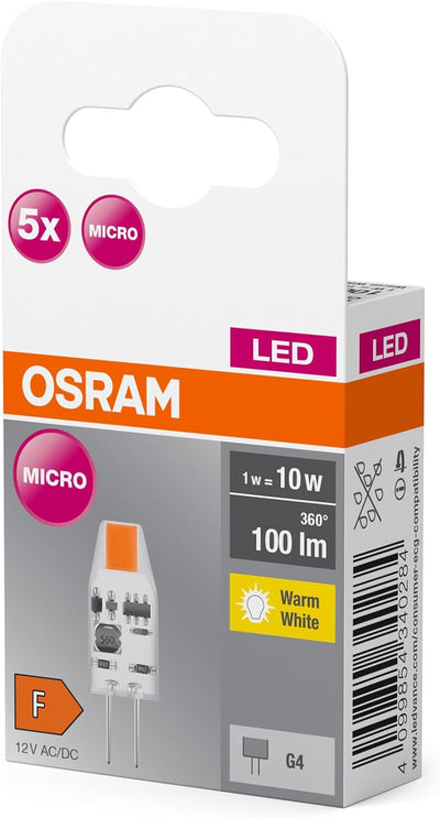 OSRAM LED BASE PIN MICRO, Vorteilspack mit 50 Niedervolt Leuchtmittel, ersetzt herkömmliche 10W PIN