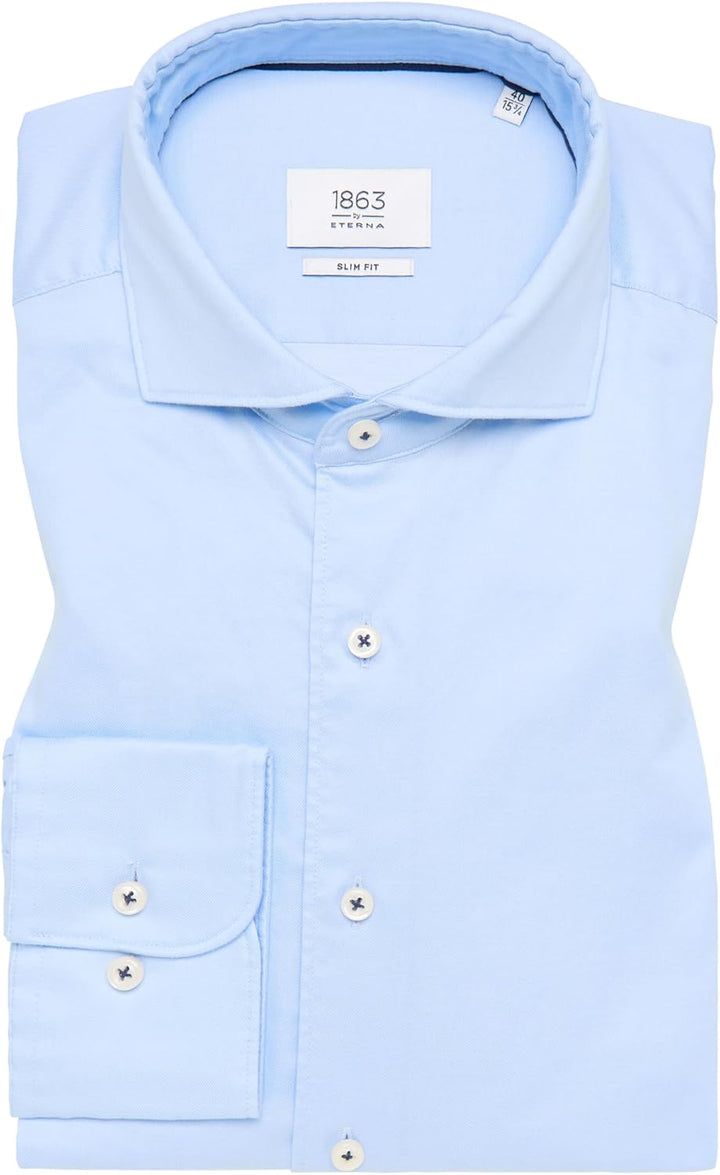 ETERNA Male Soft Luxury Shirt unifarben Slim FIT 39 Hellblau, 39 Hellblau