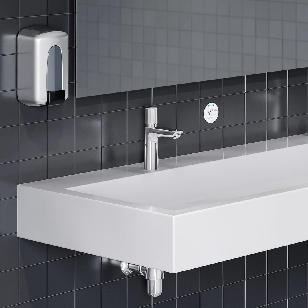 hansgrohe Selbstschluss-Waschtischmischer Talis E, Wasserhahn Bad mit Auslauf Höhe 110 mm, Badarmatu