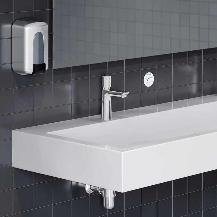 hansgrohe Selbstschluss-Waschtischmischer Talis E, Wasserhahn Bad mit Auslauf Höhe 110 mm, Badarmatu