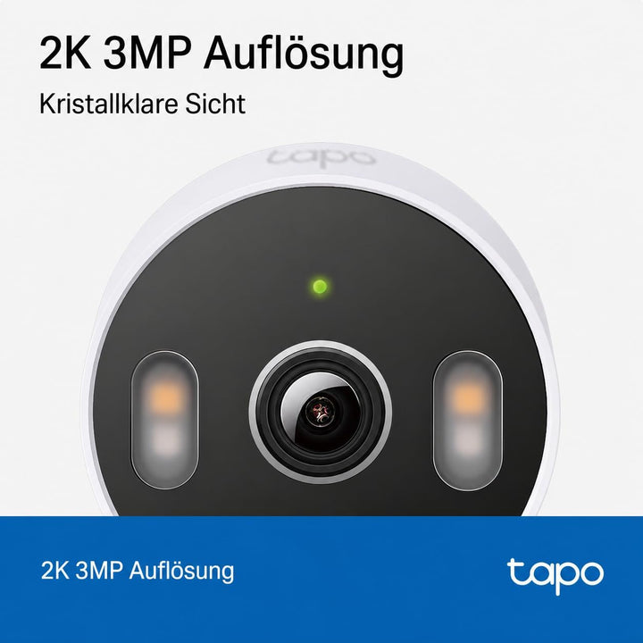 Tapo C113 2K 3MP Überwachungskamera für Innen und draussen, Farbnachtsicht, Personenerkennung, Zwei-
