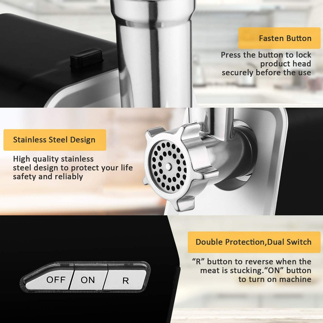 Elektrischer Fleischwolf 2000W, Wurstfüller Multi Küchenmaschine, Wurstmacher mit 3 Mahlplatten und