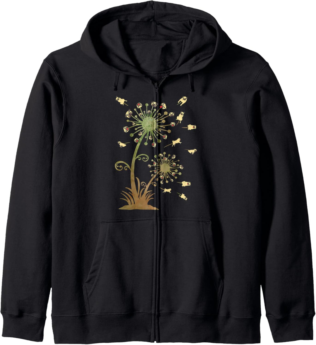 Pug Dogs - Dandelion Flower - Funny Cute Pugs Lovers Kapuzenjacke