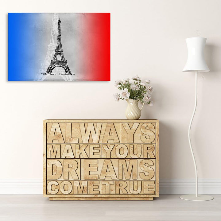 Feeby Frames, Leinwandbild, Bilder, Wand Bild, Wandbilder, Kunstdruck 60x80cm, Viva LA France, Eiffe