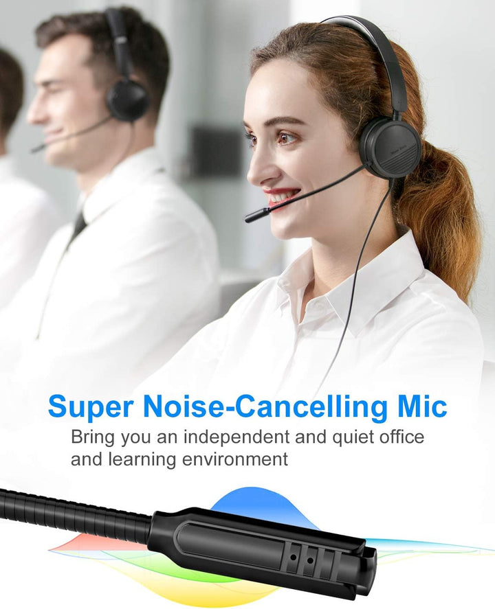New Bee PC Headset mit Mikrofon USB/3,5mm Geräuschunterdrückendes Mikrofon Komfortabler, Leichter Bu