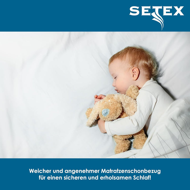 SETEX Molton Köper Matratzenschutz, 90 x 200 cm, Matratzenschoner aus 100 % Baumwolle, Basic, Weiss,
