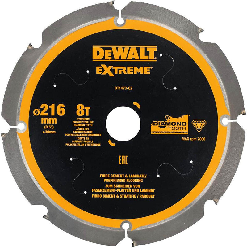 Dewalt Faserzement-Kreissägeblatt DT1473 (216/30 mm, 8 Zähne, 12°, speziell für Faserzement-Platten