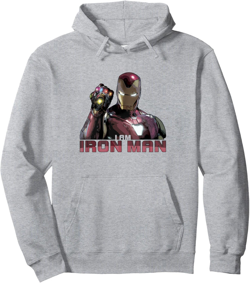 Marvel Avengers Endgame I Am Iron Man Movie Quote Portrait Pullover Hoodie