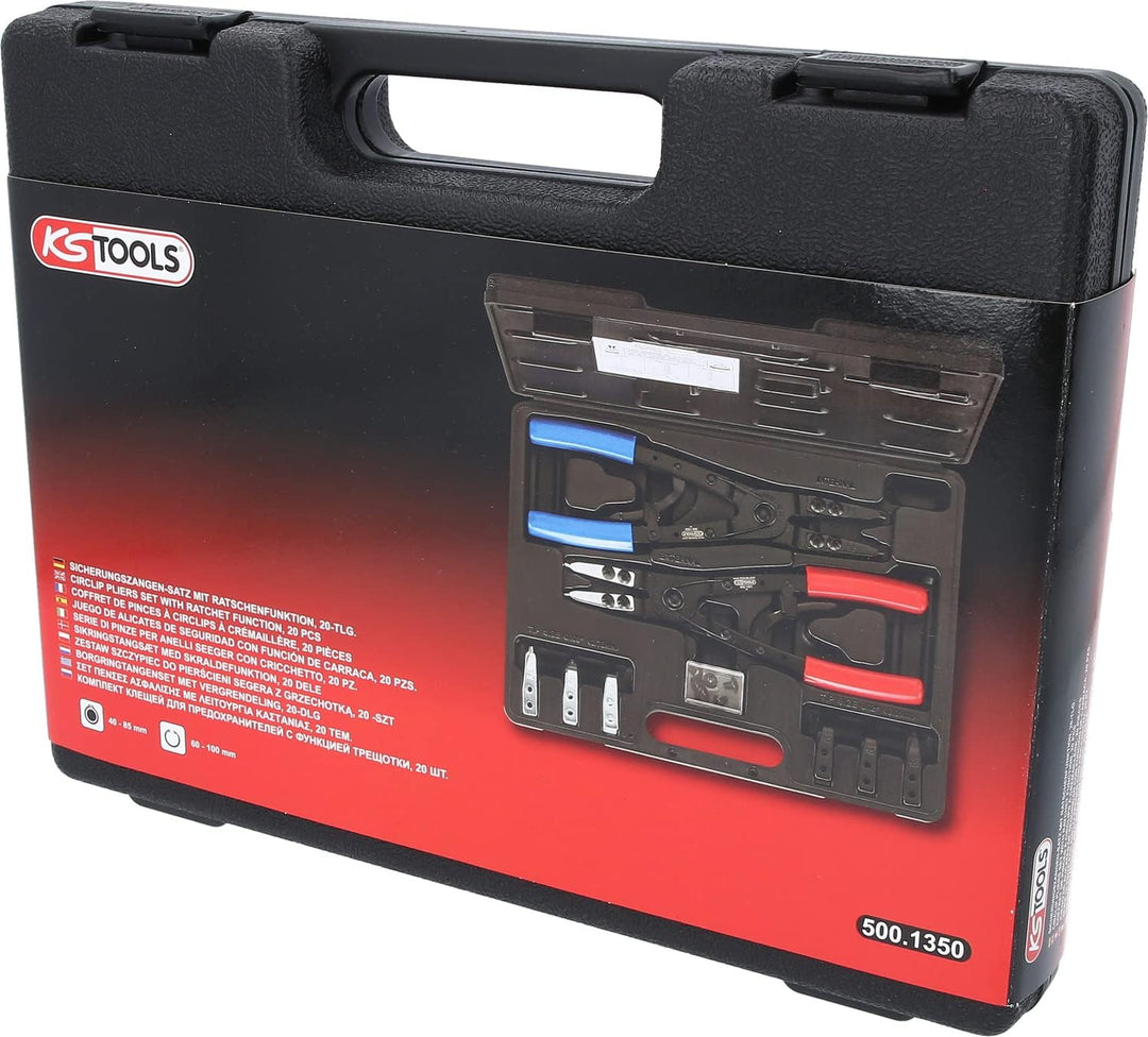 KS Tools 500.1350 Sicherungszangen-Satz mit Ratschenfunktion, 20-tlg.