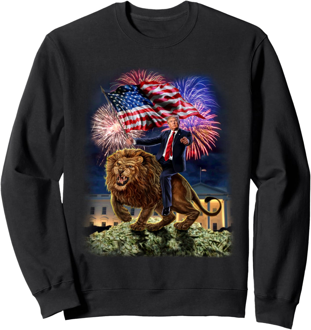 US-Präsident Donald Trump reitet einen wilden Löwen Sweatshirt