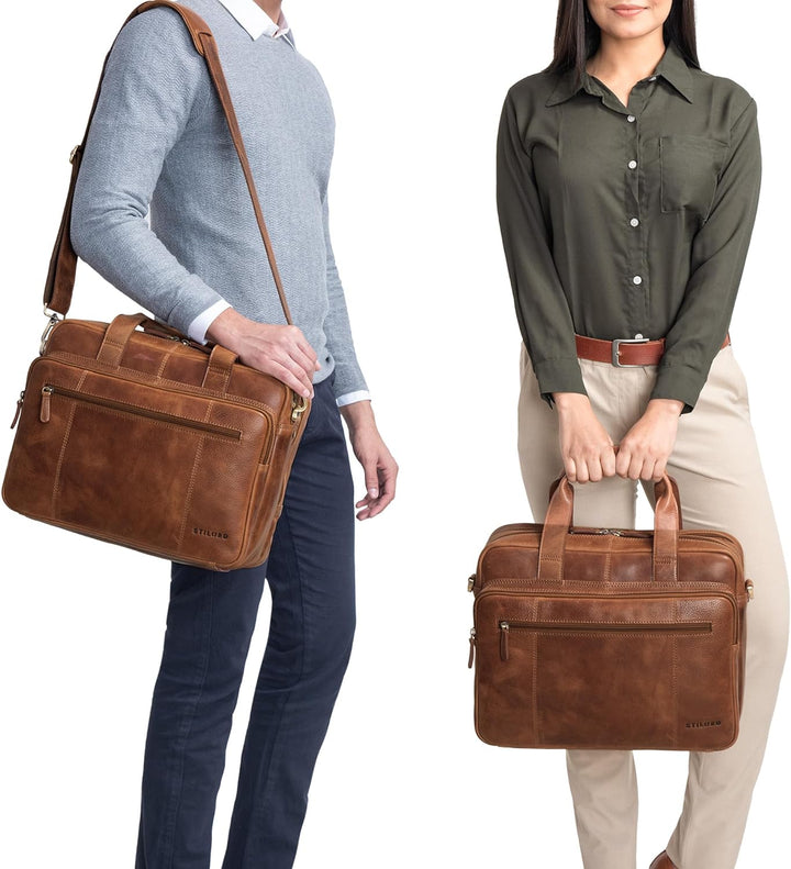 STILORD 'Experience' Vintage Lehrertasche Leder gross für Herren Damen XL Aktentasche Business Schul