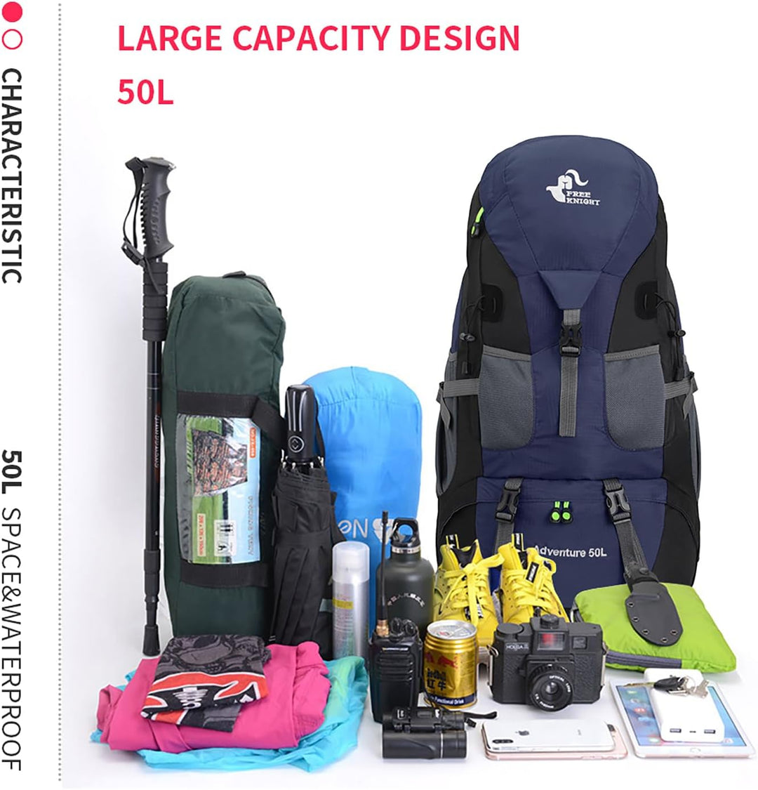 Bseash 50L Leichter wasserfester Wanderrucksack, Outdoor Sport Tagesrucksack Multifunktions Reisetas