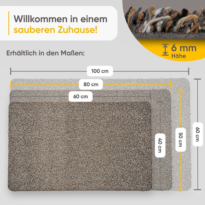 Entrando Fussmatte 50x80 cm - innen und aussen - Baumwolle - rutschfest, waschbar, robust - passt un