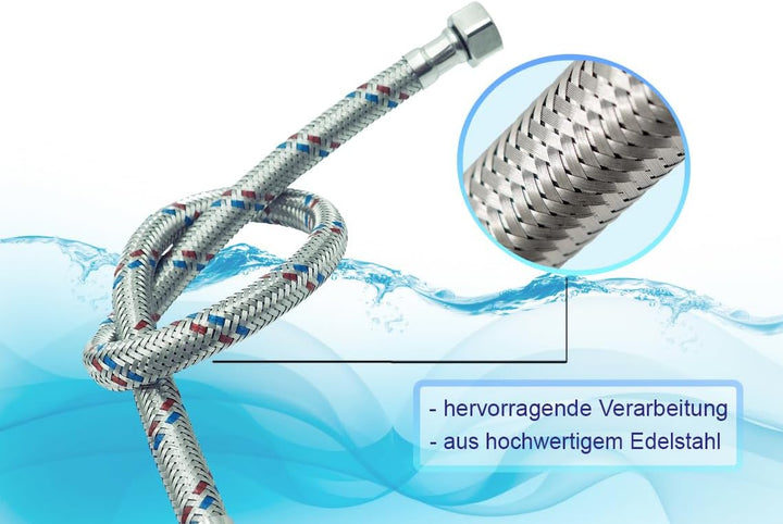 Set 2 Flexschlauch 3/8 x 1/2 Zoll Panzerschlauch Verbindungsschlauch Anschlussschlauch zwei stück zu