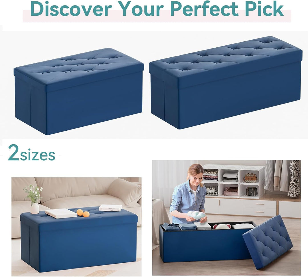 BRIAN & DANY Sitzbank mit Stauraum, Faltbar Sitzhocker Truhen Aufbewahrungsbox aus Samt, 76 x 38 x 3