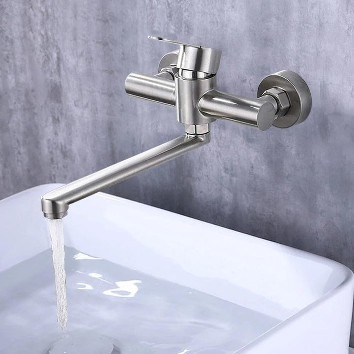 Küche Armatur Wasserhahn Wandmontage 360° Drehbar Mischbatterien Armatur Wandarmatur Spültischarmatu