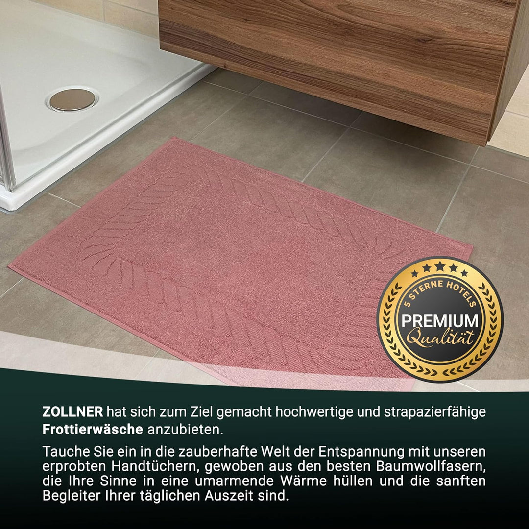 ZOLLNER 2er Set Badematten - weiche und saugstarke Duschvorleger - waschbar bis 95°C - Baumwolle - 5