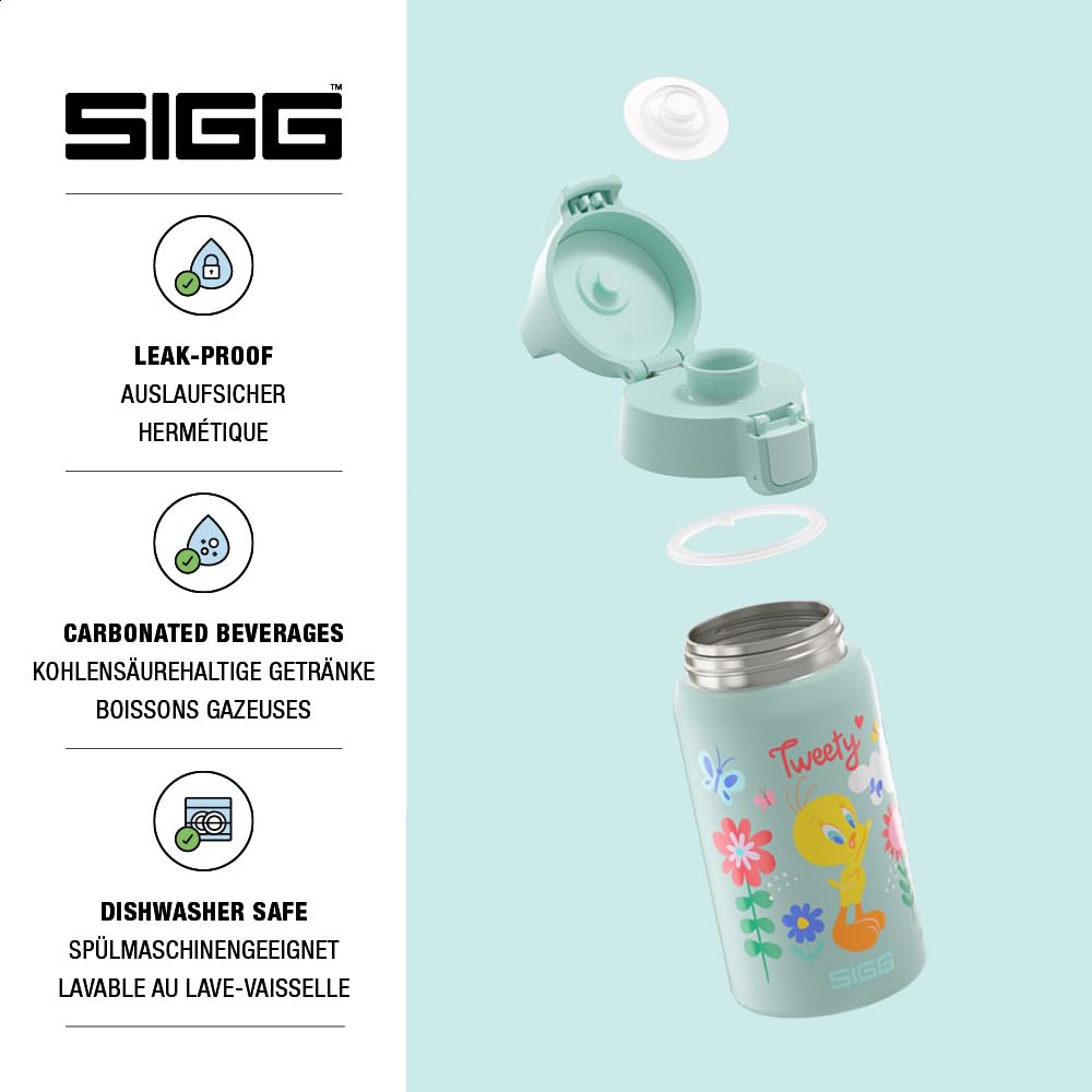 SIGG - Edelstahl Trinkflasche Kinder - Shield One - Für Kohlensäurehaltige Getränke Geeignet - Ausla