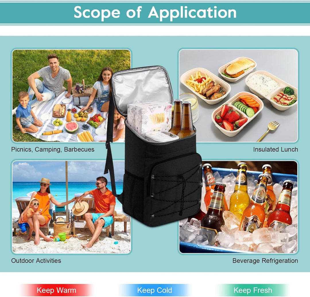 Kühlrucksack 23L, Gross Kühltasche Rucksack Isolierte Lunchtasche Picknickrucksack für Männer Frauen