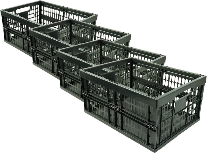 HRB 4 Stück stabile Profi Klappbox, 32 Liter Volumen pro Einkaufsbox klappbar, Klappboxen mit Massen