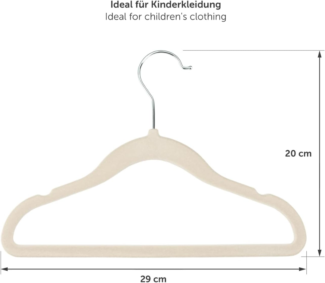 Laleni Kinderkleiderbügel 30 Stück mit Samtbezug - platzsparende Kleiderbügel Kinder - 360° drehbare