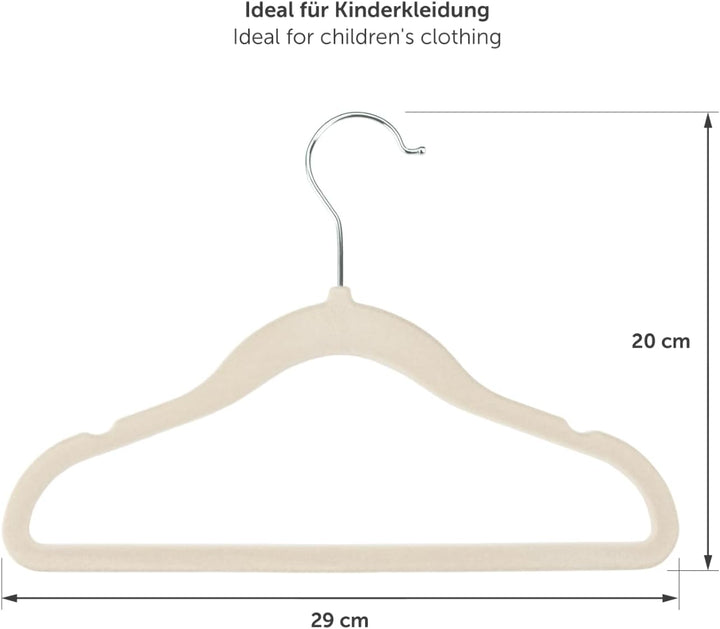Laleni Kinderkleiderbügel 30 Stück mit Samtbezug - platzsparende Kleiderbügel Kinder - 360° drehbare