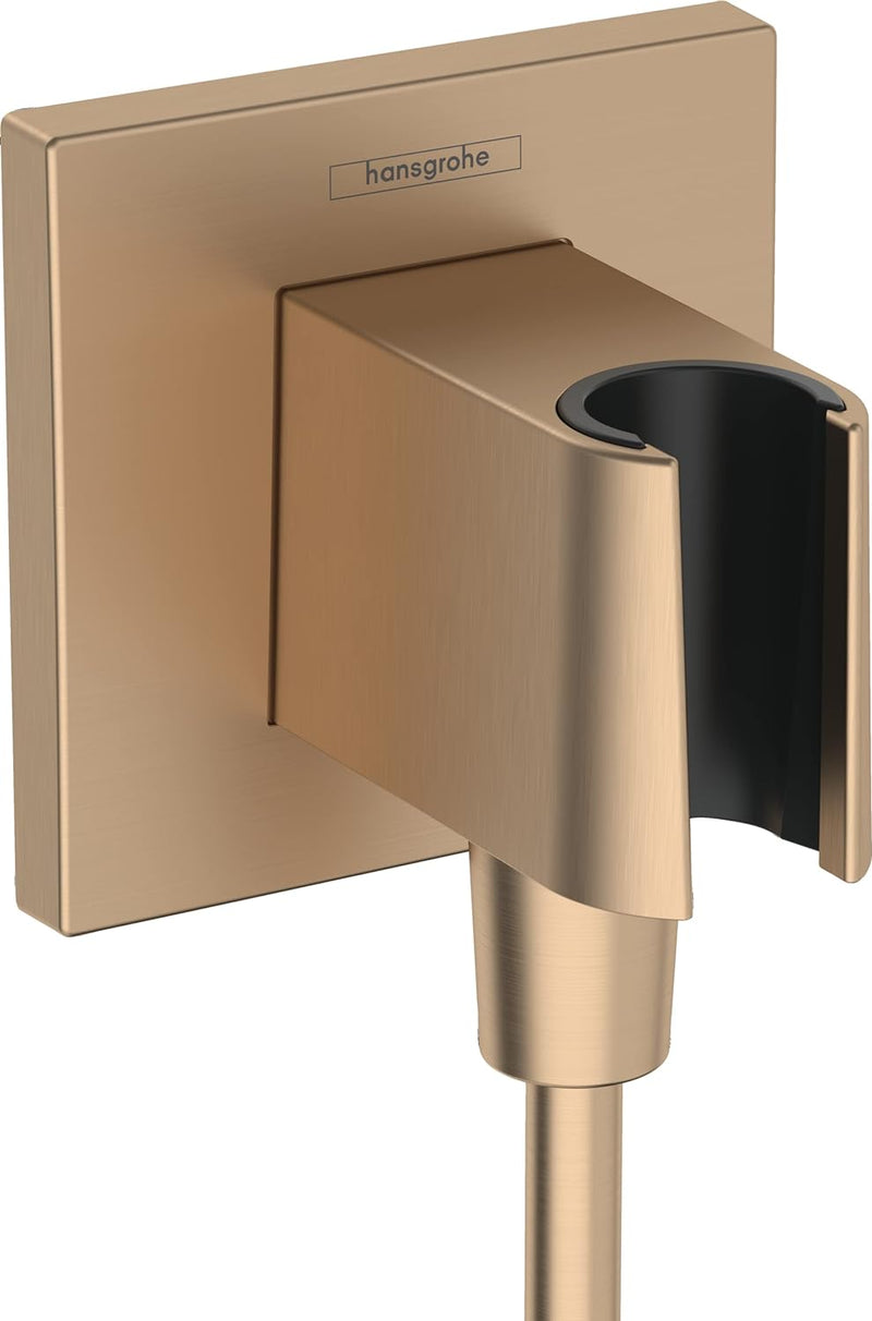 hansgrohe Wandanschluss mit Duschkopfhalterung FixFit E, Brushed Bronze, Brushed Bronze