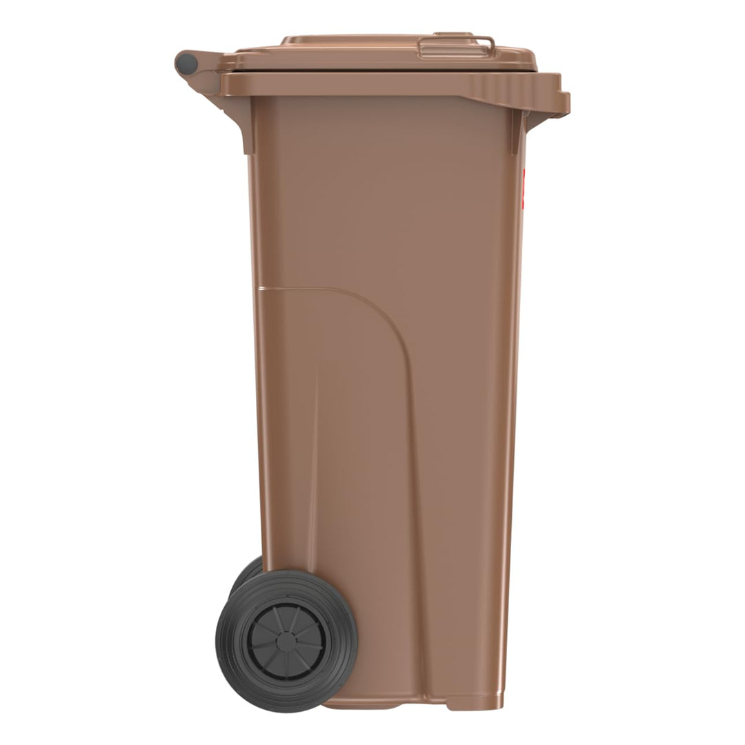 Sulo 120 Liter Müllbehälter Mülltonne Abfalltonne + Schloss + Haltering | Braun |Für alle DIN-Kammsc