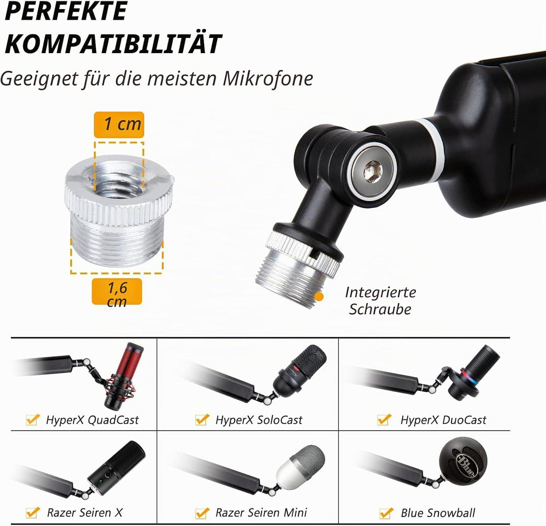 SUNMON Mikrofonständer Mikrofonarm Kompatibel mit HyperX QuadCast, 360° Drehbarer Mikrofonständer, M