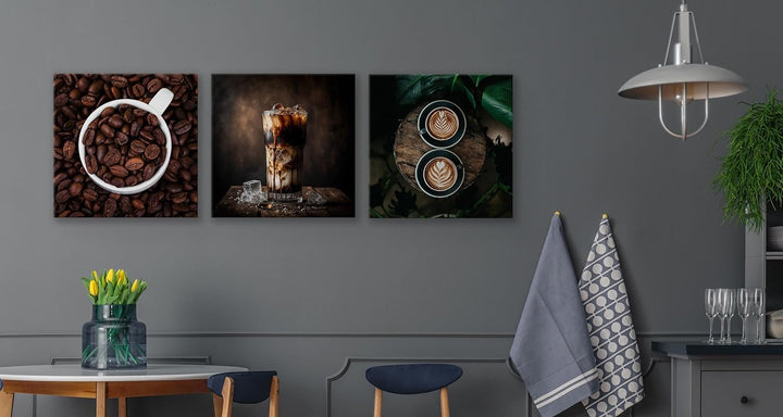 Muralo - Wandbilder Set - Leinwand Bilder Set Aufhängefertig - Bilder für Küche- Moderne Wanddeko -