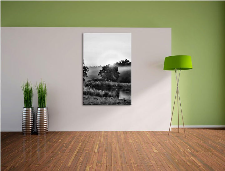 Pixxprint britische Landschaft / 100x70cm Leinwandbild bespannt auf Holzrahmen/Wandbild Kunstdruck D