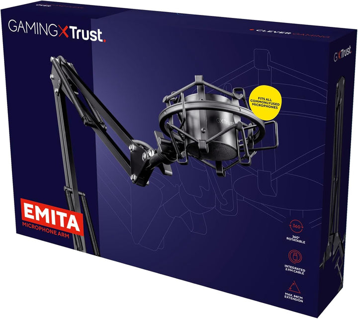 Trust Gaming GXT 253 Emita Mikrofon Arm, Mikrofonständer, Einstellbarer Tischarm, Integriertes 290 c