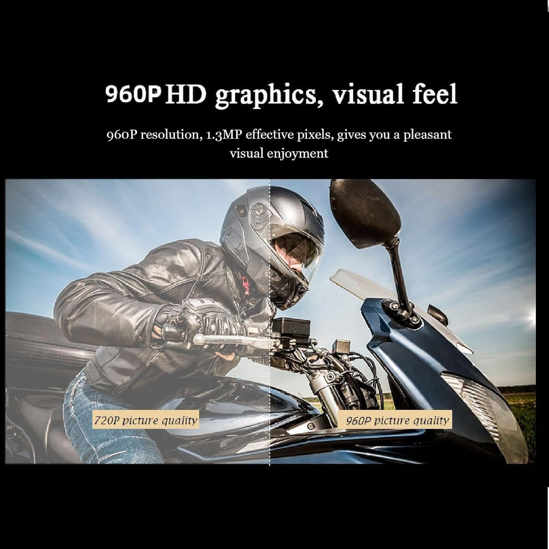 Helmkamera für Motorrad & Fahrrad, 960P HD Actionkamera mit 170° Weitwinkel, Loop, 5h Akkulaufzeit,