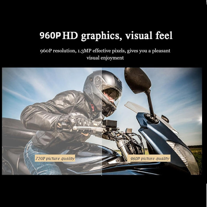 Helmkamera für Motorrad & Fahrrad, 960P HD Actionkamera mit 170° Weitwinkel, Loop, 5h Akkulaufzeit,