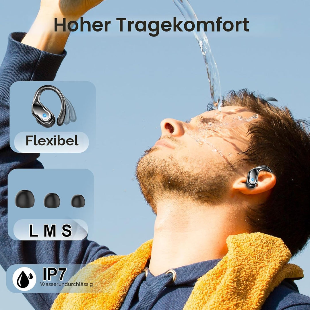 Bluetooth Kopfhörer Sport, 75Std Kopfhörer Kabellos Bluetooth 5.4, HiFi Stereo Tiefer Bass Wireless