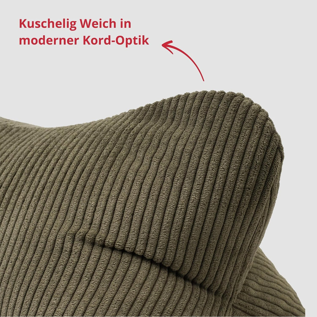 liebling Cord Lesekissen für Bett und Sofa, Bücherkissen, Lesehilfe, 40x25 cm, Leseknochen, Serie Ve