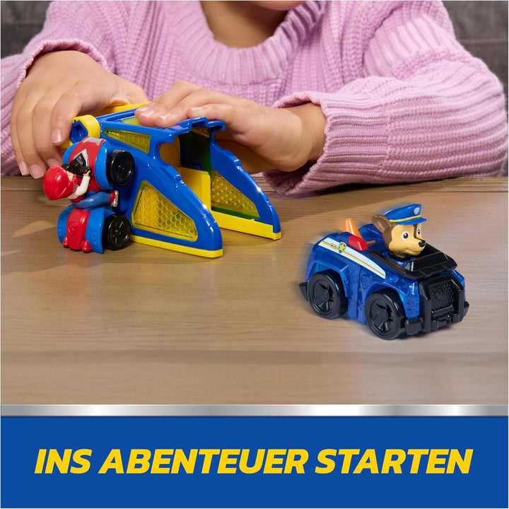 PAW PATROL – Pup Squad Launcher mit Chase & Ryder, 2 Mini Fahrzeuge (ca. 6,5cm) mit Launcher für ras