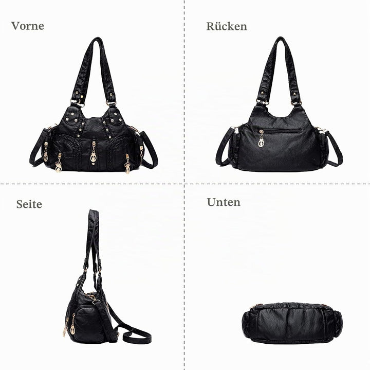 PORRASSO Damen Handtasche Mode Schultertasche Hobo Tasche Weiches PU Leder Umhängetaschen Frauen Hen