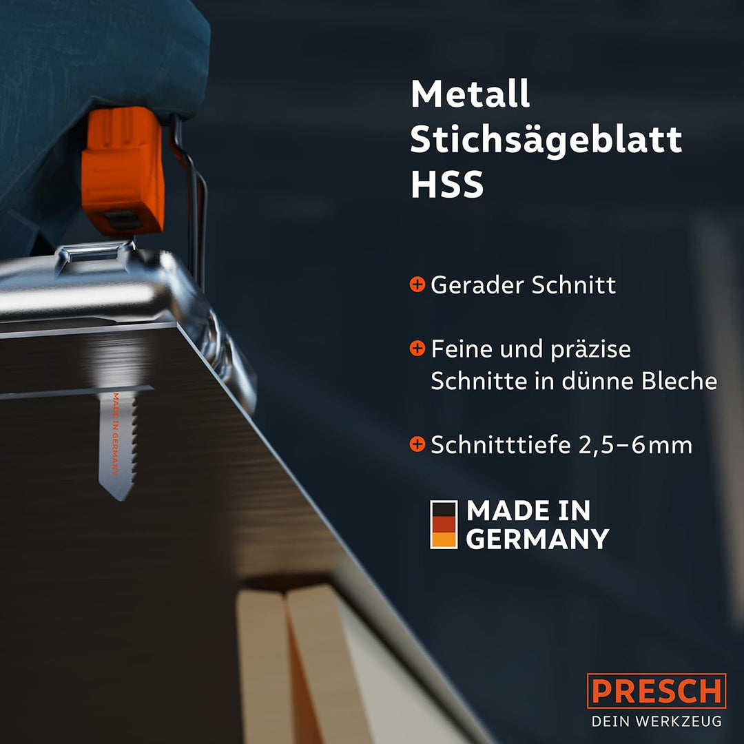 Presch Stichsägeblätter Metall 10 Stk. (Medium Schnitt) - Präzise Schnitte in mittelstarke Bleche (2